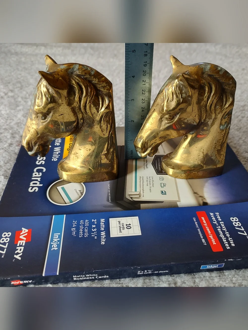 Gatco Brass Horse Head Bookends - Gold Tone Equine